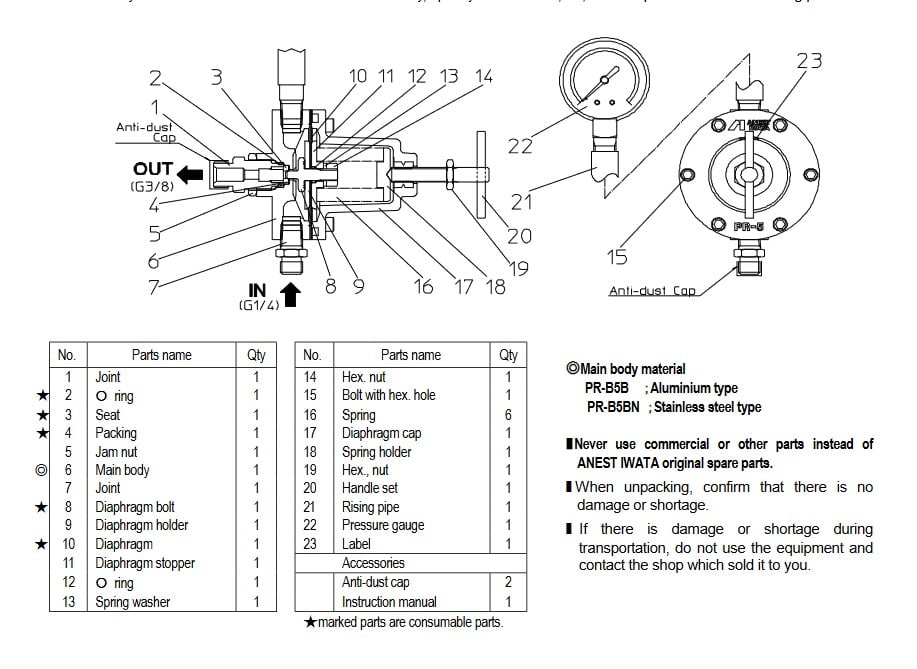 PR-B5B Parts List