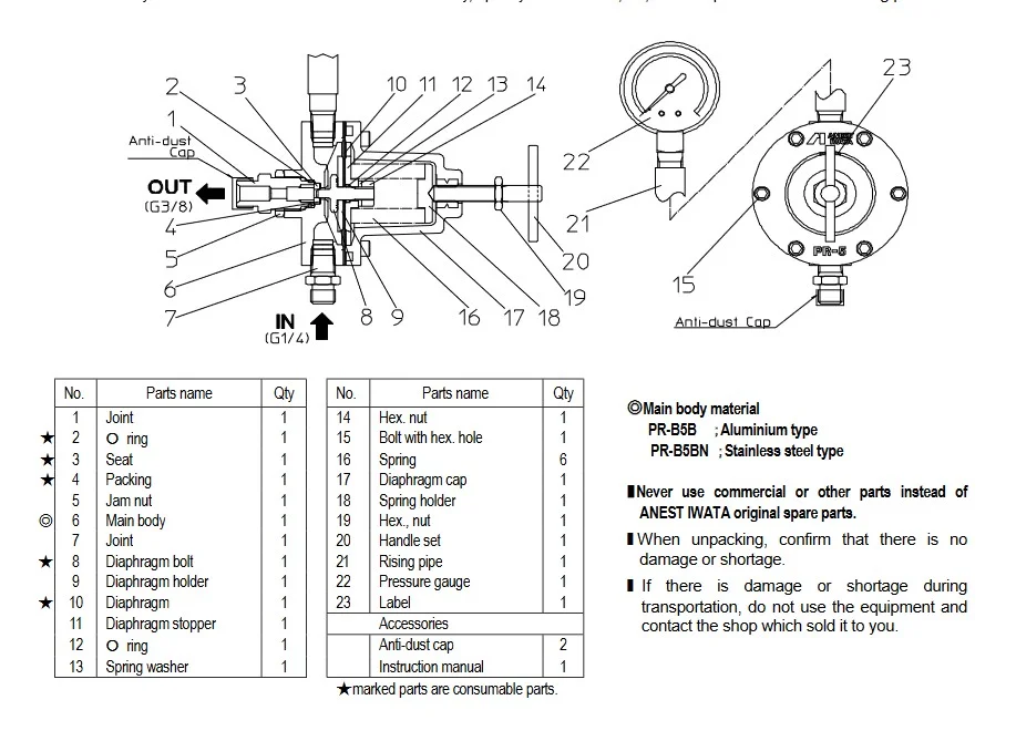 PR-B5B Parts List